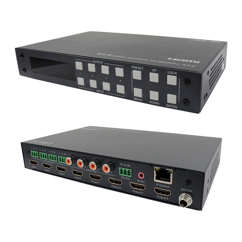4x4 HDMI ماتریس آنالوگ و استخراج صوتی SPDIF 4K TCP/IP Web GUI Control