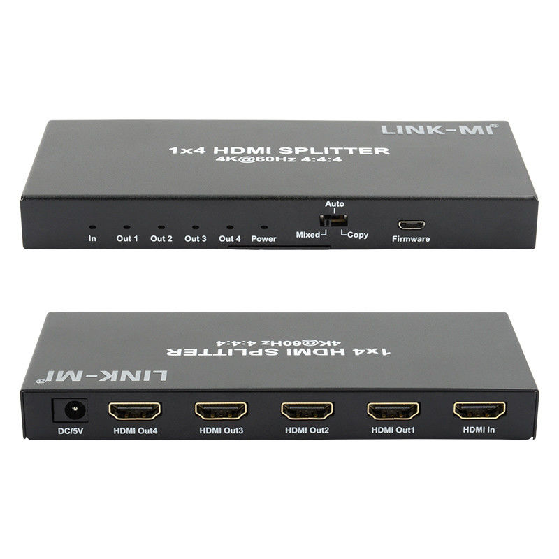HDMI 2.0 HDMI Extender Splitter 60Hz 1x4 پشتیبانی 3D 18G HDR 1 در 4 خارج AV Splitter