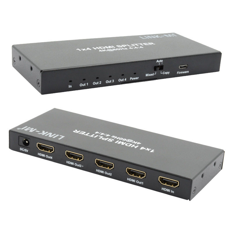 HDMI 2.0 HDMI Extender Splitter 60Hz 1x4 پشتیبانی 3D 18G HDR 1 در 4 خارج AV Splitter