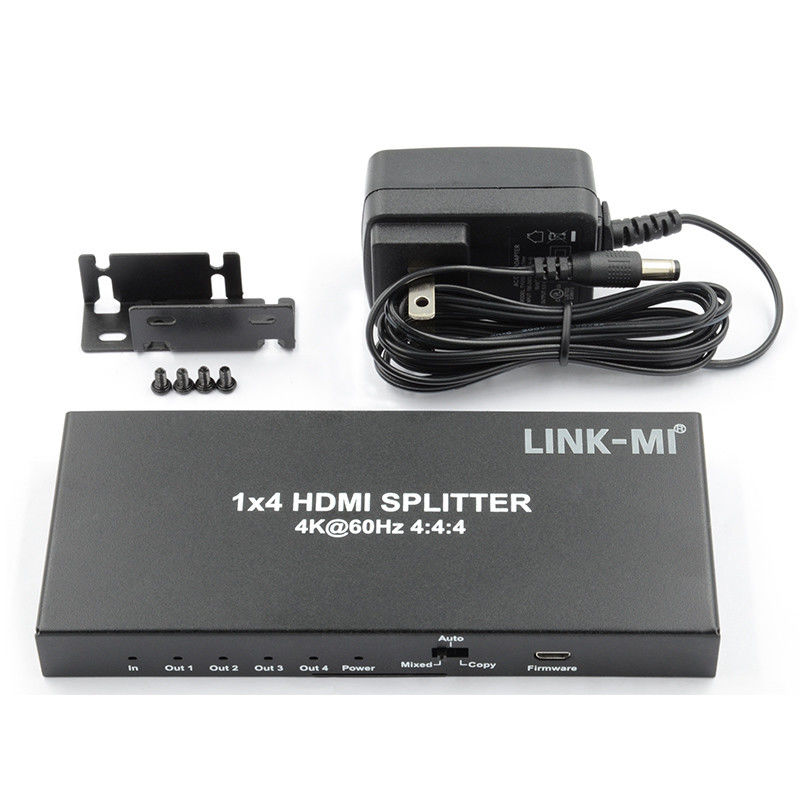 HDMI 2.0 HDMI Extender Splitter 60Hz 1x4 پشتیبانی 3D 18G HDR 1 در 4 خارج AV Splitter
