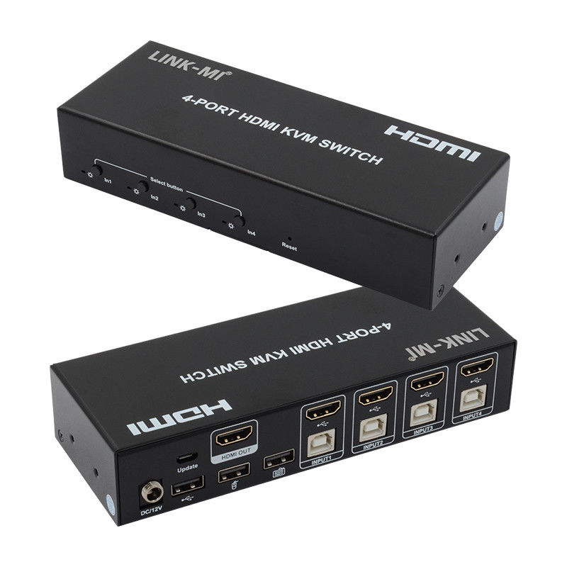 4 پورت KVM سوئیچ HDMI 4K 30Hz Hot Keys سوئیچ خودکار بدون تاخیر سوئیچ USB