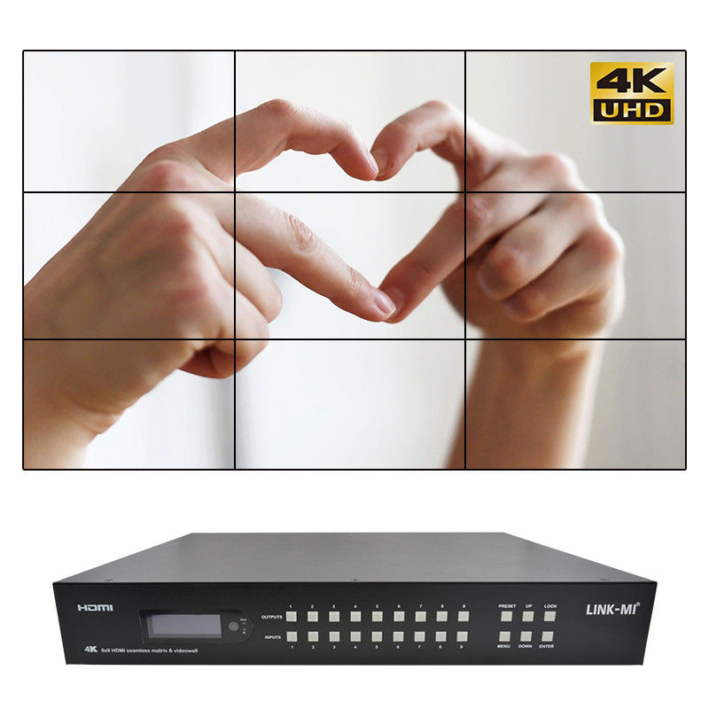 9x9 70M پردازنده دیواری ویدئویی HDMI Hdmi Splitter 3x3 4K HDMI Matrix Extender