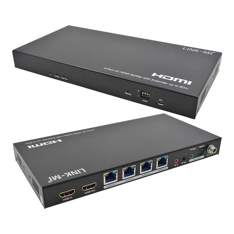 1x4 4K بی سیم HDMI Splitter Extender پشتیبانی 60m 4K@60Hz AV Splitter بیش از RJ45