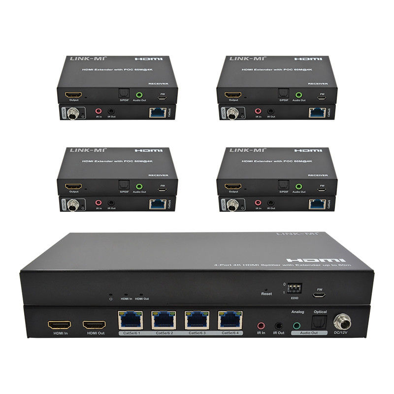 1x4 4K بی سیم HDMI Splitter Extender پشتیبانی 60m 4K@60Hz AV Splitter بیش از RJ45