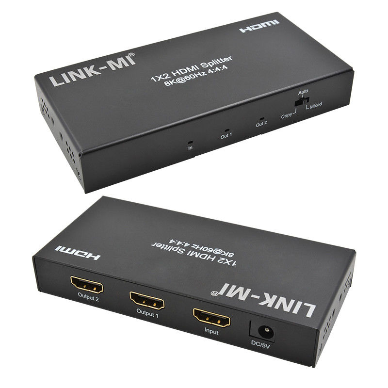 48 گیگابایت در ثانیه HDMI Splitter 8k 1x2 HDMI Extender پشتیبانی Downscaler HDR10 EDID HDCP2.2
