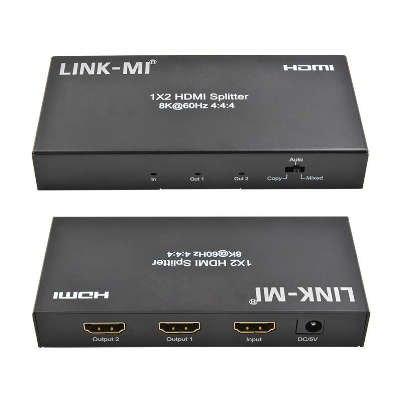 48 گیگابایت در ثانیه HDMI Splitter 8k 1x2 HDMI Extender پشتیبانی Downscaler HDR10 EDID HDCP2.2