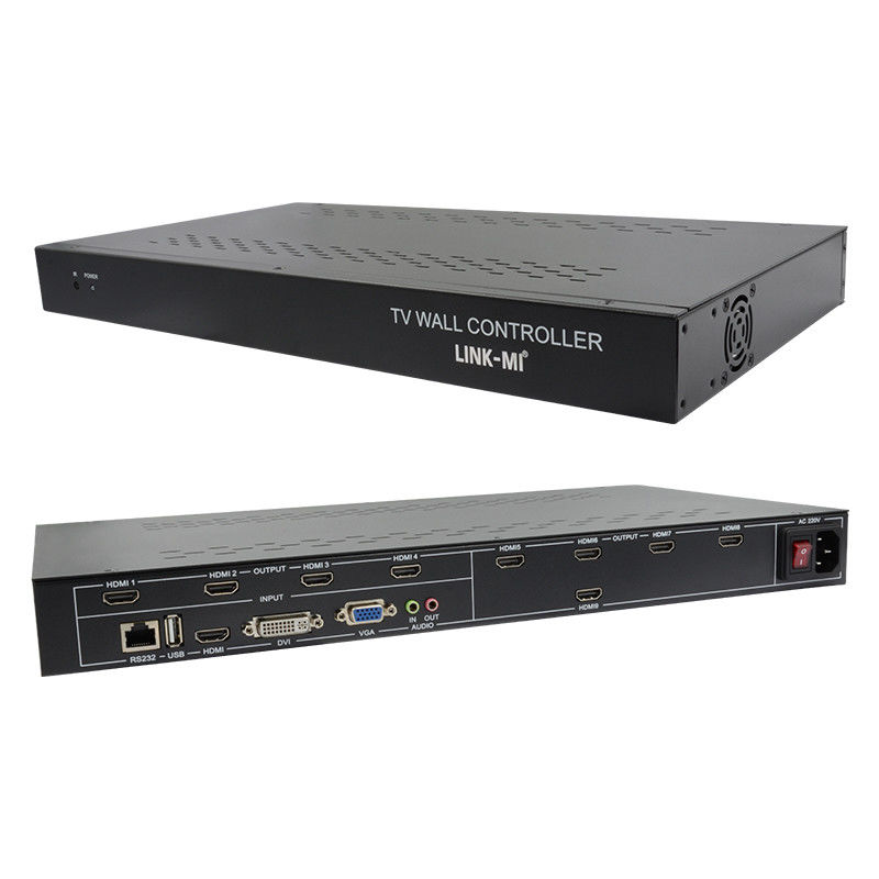 9 کانال HDMI Video Wall Controller 3X3 زوم زیرنویس های چند صفحه ای کنترل کننده برای تبلیغات