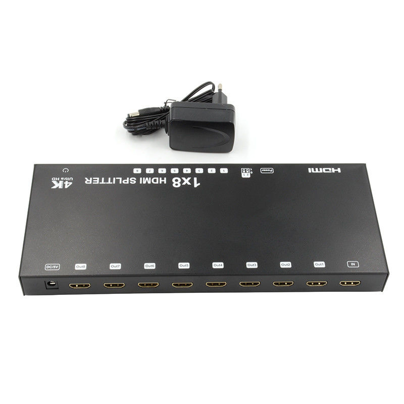 8 پورت 4K HDMI Splitter Video Splitter 3d EDID 1 در 8 Out Duplicator برای 8 تلویزیون