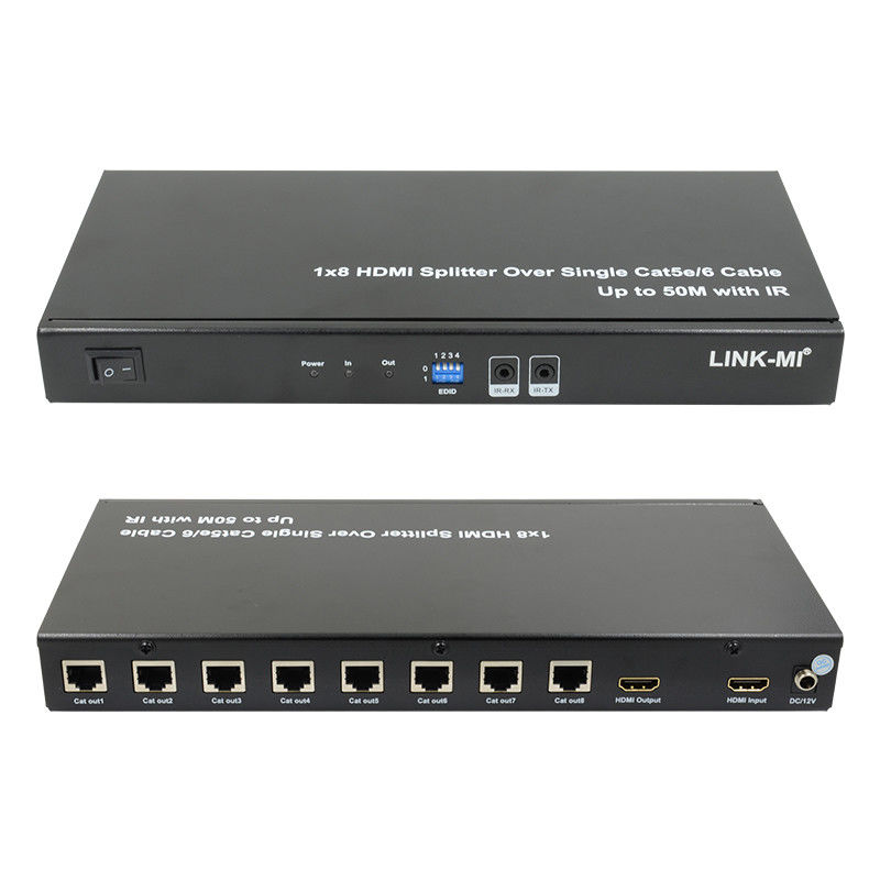 HDMI 50M 1X8 Splitter Over Cat5e 6 پشتیبانی کابل 3D IR 1080P 8 پورت HDMI Splitter