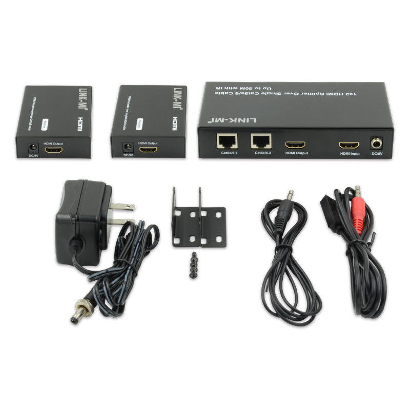 1X2 50M 4K HDMI Splitter Over Cat5e/6 کابل پشتیبانی 3D IR Cascading برای 4 لایه