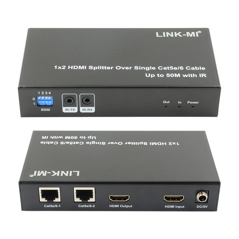 1X2 50M 4K HDMI Splitter Over Cat5e/6 کابل پشتیبانی 3D IR Cascading برای 4 لایه