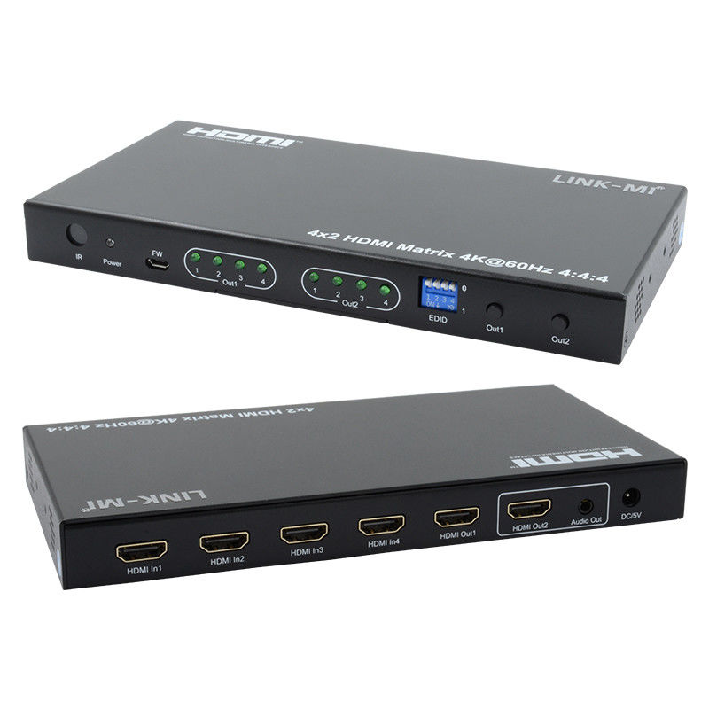 HDMI 4x2 متریکس سوئیچر 4K@60hz YUV4:44 18Gbps HDCP2.2 4 In 2 Out HDMI Video Switcher