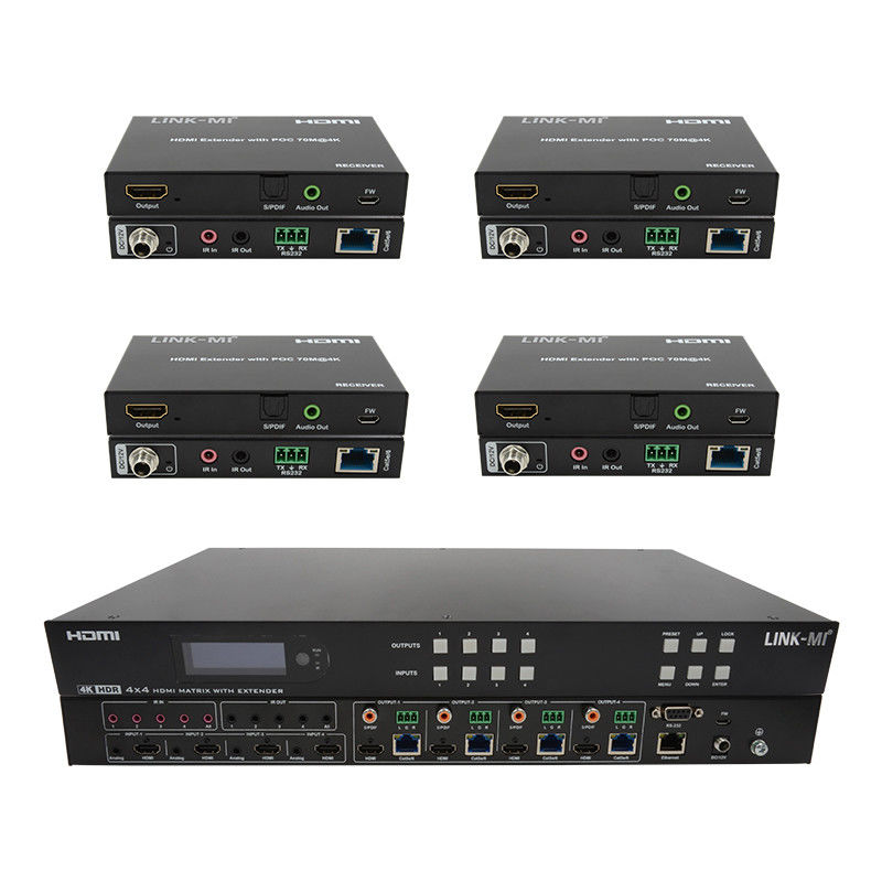 70m 4x4 HDMI Matrix Extender با 4 HDMI Loop Out 4K HDMI Matrix Switch
