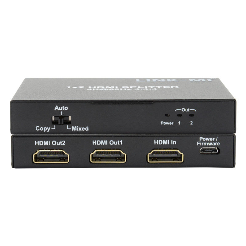 1x2 HDMI2.0 Splitter پشتیبانی 3D 18G HDR HDCP2.2 2 پورت Video Splitter