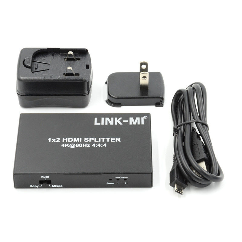 1x2 HDMI2.0 Splitter پشتیبانی 3D 18G HDR HDCP2.2 2 پورت Video Splitter