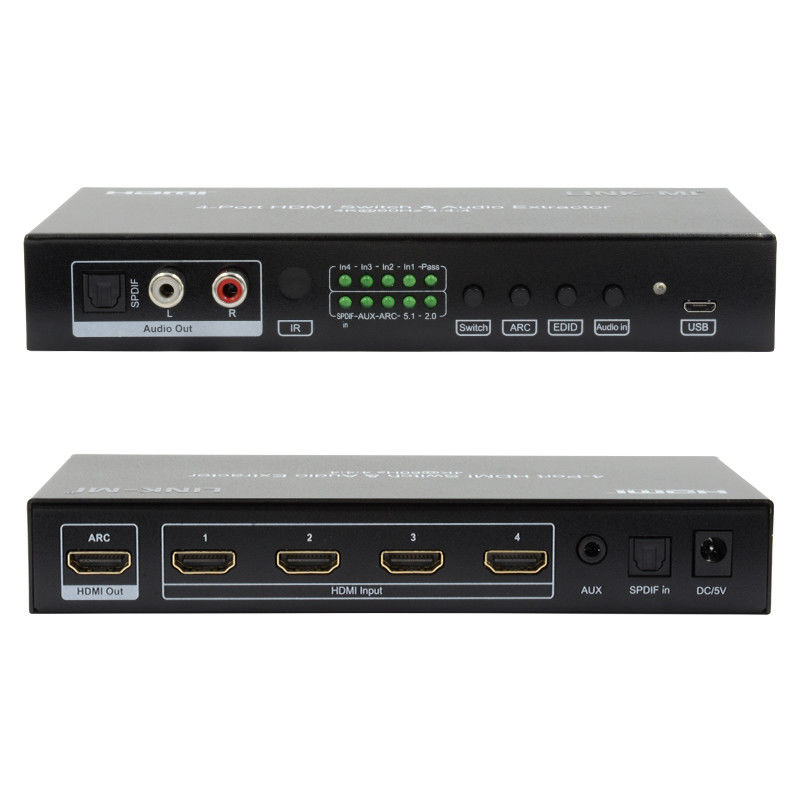 256mA 4X1 HDMI Switcher Box 2.0 Switch YUV4:44 18Gbps پشتیبانی ARC CEC HDR