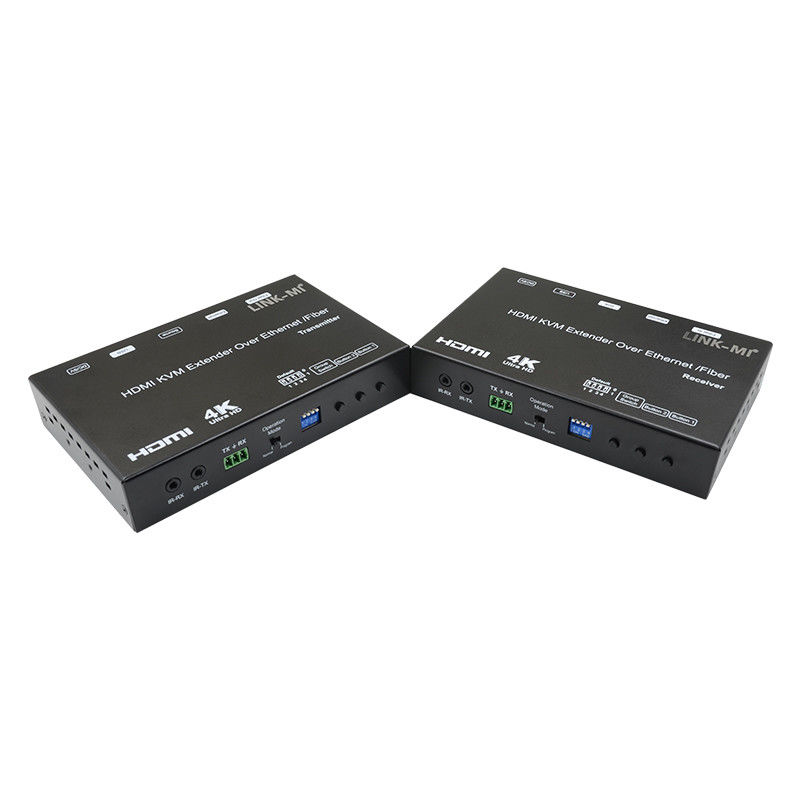 4K AV Over IP فیبر HDMI KVM Extender پشتیبانی از یونیکاست چندرسانه ای با USB RS232