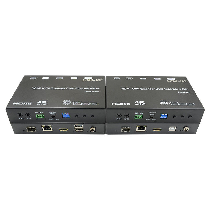 4K AV Over IP فیبر HDMI KVM Extender پشتیبانی از یونیکاست چندرسانه ای با USB RS232
