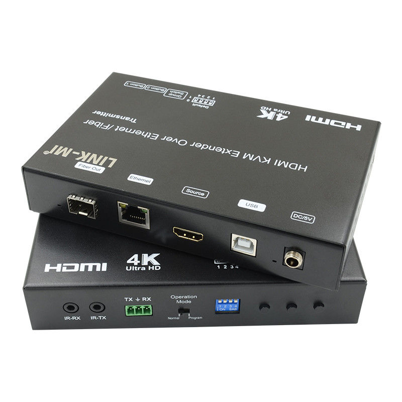 4K AV Over IP فیبر HDMI KVM Extender پشتیبانی از یونیکاست چندرسانه ای با USB RS232