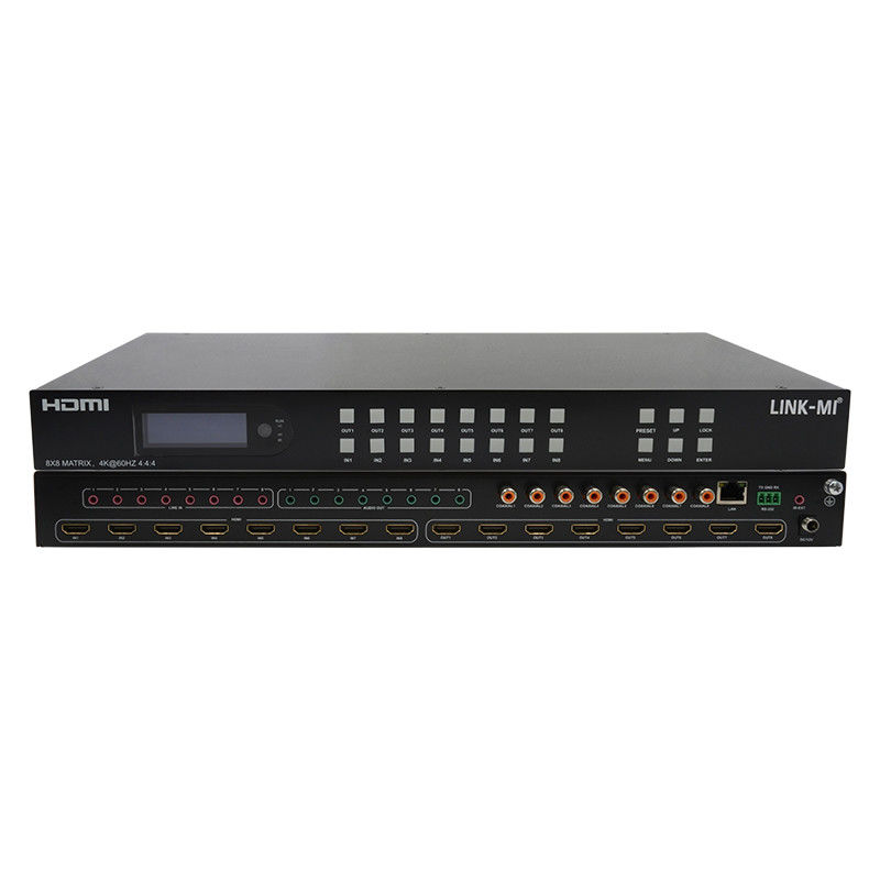 8x8 HDMI Matrix 4k Hdmi Switcher با پشتیبانی از استخراج صوتی آنالوگ 18Gbps HDR