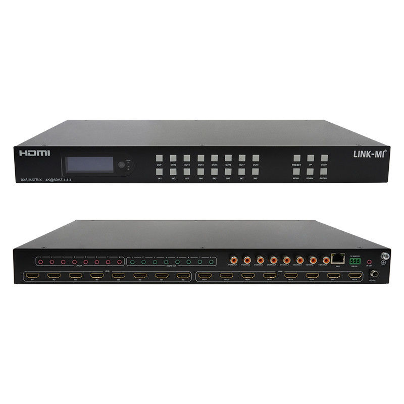 8x8 HDMI Matrix 4k Hdmi Switcher با پشتیبانی از استخراج صوتی آنالوگ 18Gbps HDR