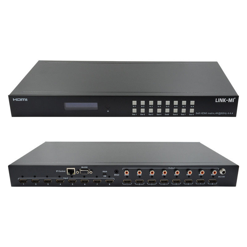 8x8 4K HDMI ماژولار متریکس سوئیچر با SPDIF Out IP کنترل وب GUI برای 8 صفحه نمایش UHD