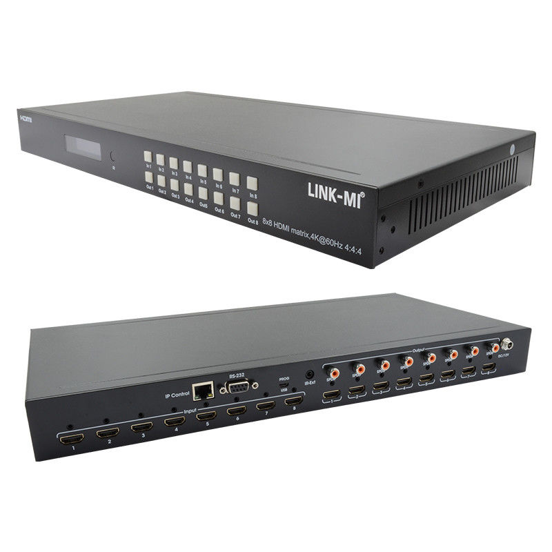 8x8 4K HDMI ماژولار متریکس سوئیچر با SPDIF Out IP کنترل وب GUI برای 8 صفحه نمایش UHD