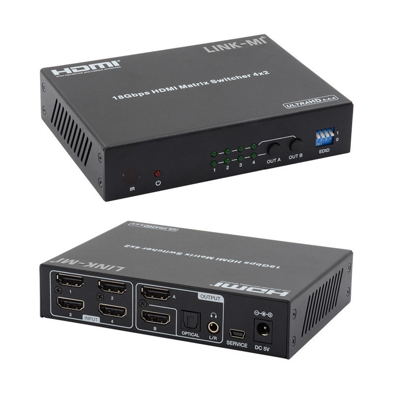 4X2 HDMI Matrix Switch Hdmi Switch Audio Extractor 4K به 1080P ویدیو سوئیچ
