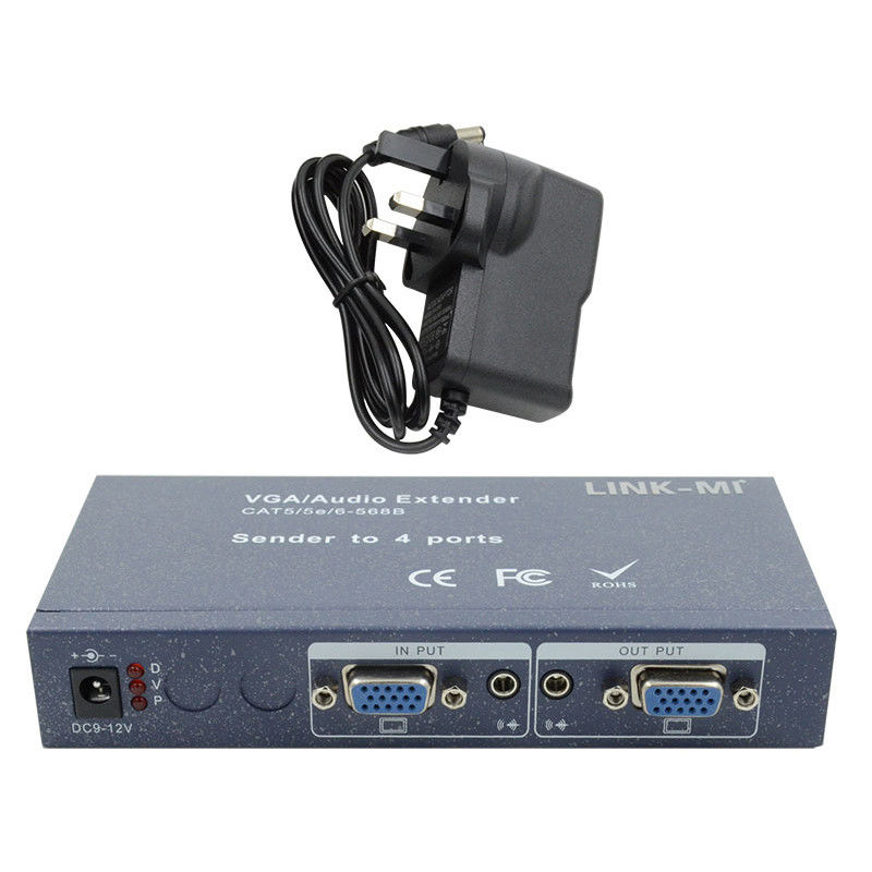 15 پین 4 پورت VGA Extender 1 تا 4 VGA Splitter 4 کانال Video UTP Extender