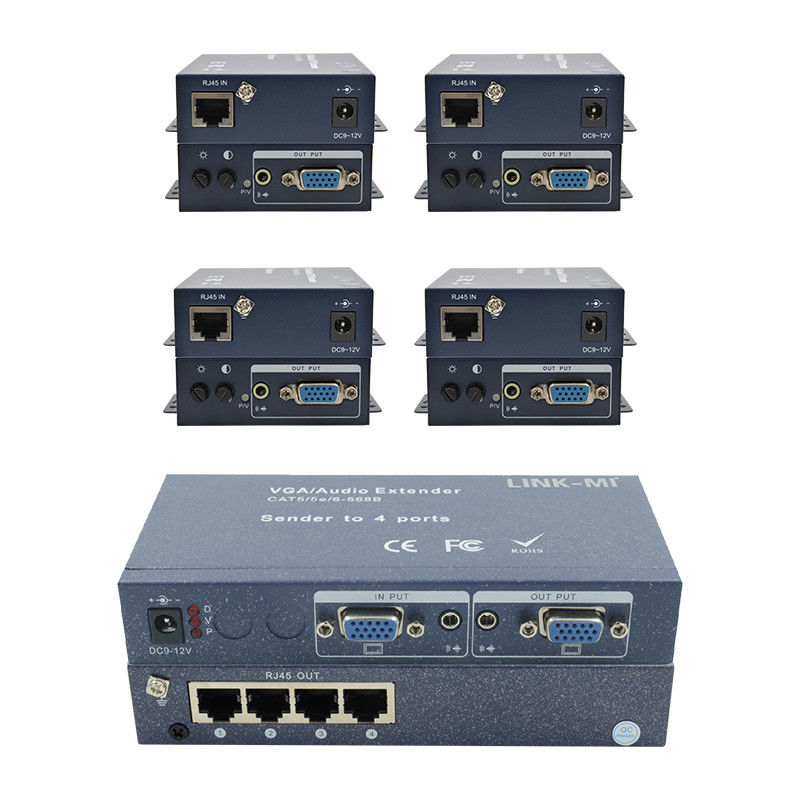 15 پین 4 پورت VGA Extender 1 تا 4 VGA Splitter 4 کانال Video UTP Extender