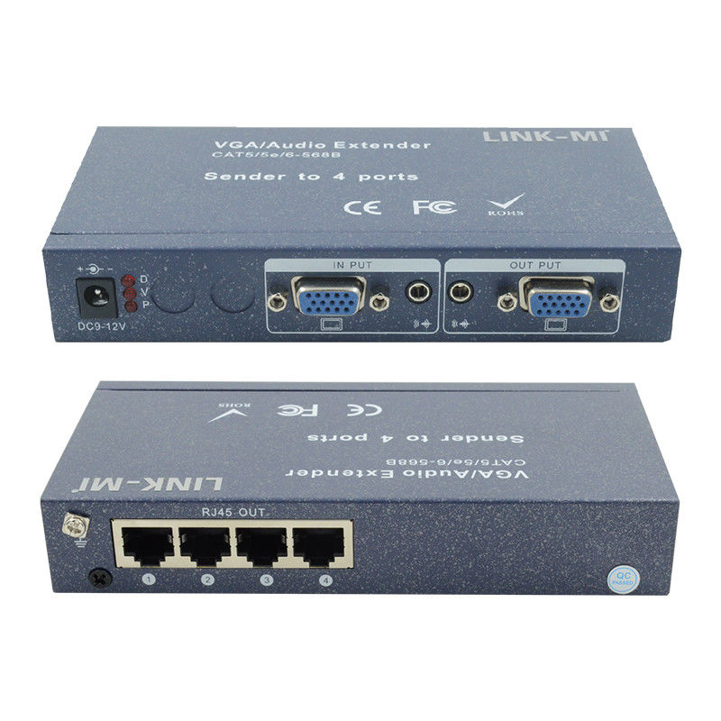 15 پین 4 پورت VGA Extender 1 تا 4 VGA Splitter 4 کانال Video UTP Extender