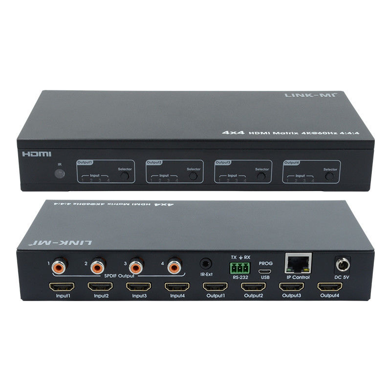 HDMI 4X4 4k Matrix Switcher 4K60Hz با SPDIF Audio AV Matrix برای 4 صفحه نمایش Ultra HD