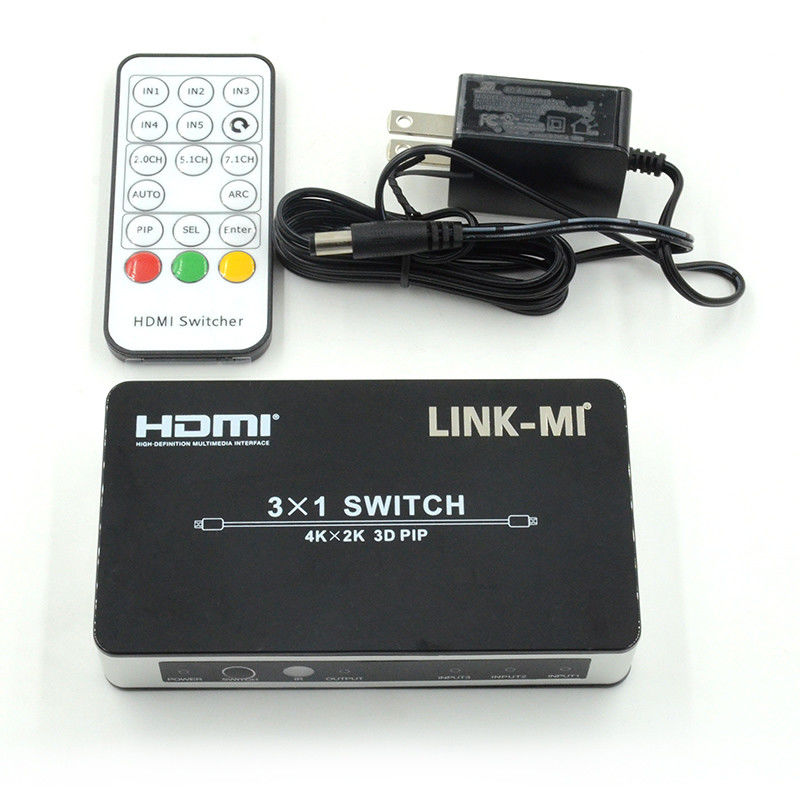 4K2K HDMI Switch 3x1 HDMI Splitter 5V 1A پشتیبانی از PIP 3D 3 به 1 سوئیچ ویدیویی