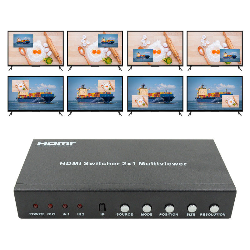 225MHz HDMI Quad Screen Splitter HDMI 2x1 مولتی ویور با PIP 2 در 1 خروجی