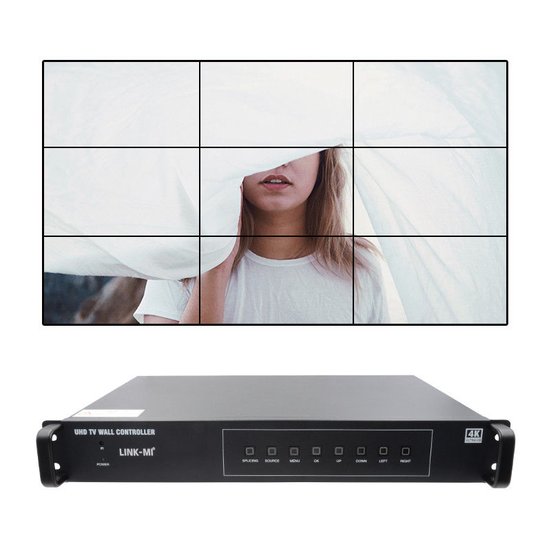 پردازنده دیواری ویدئویی 3X3 4K با چرخش تصویر کنترل کننده پنجره گردش 3x3 4k