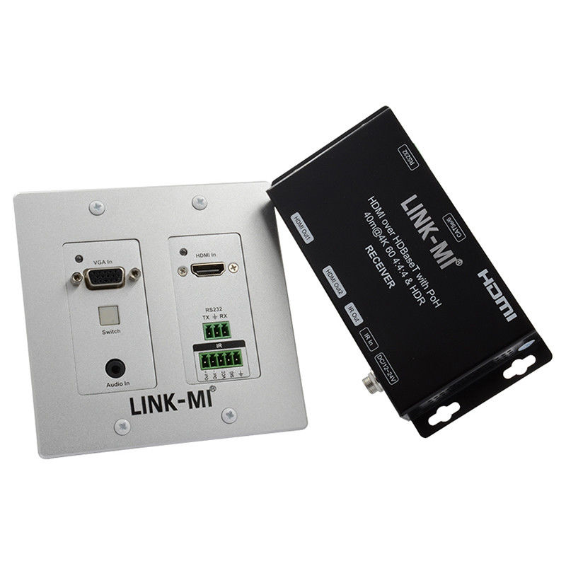 4K 40M HDBaseT HDMI+VGA Wallplate Extender دو طرفه باند گسترده IR RS232 عبور از طریق