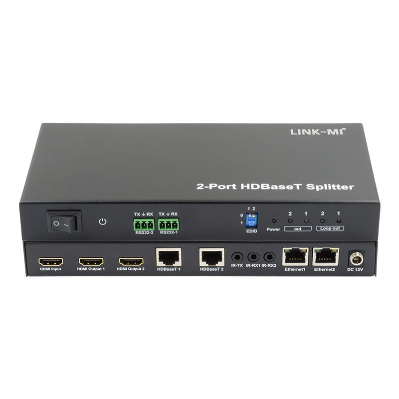100m 1x2 HDBaseT Splitter با HDCP2.2 سازگاری POC Ethernet و RS232 Pass Through