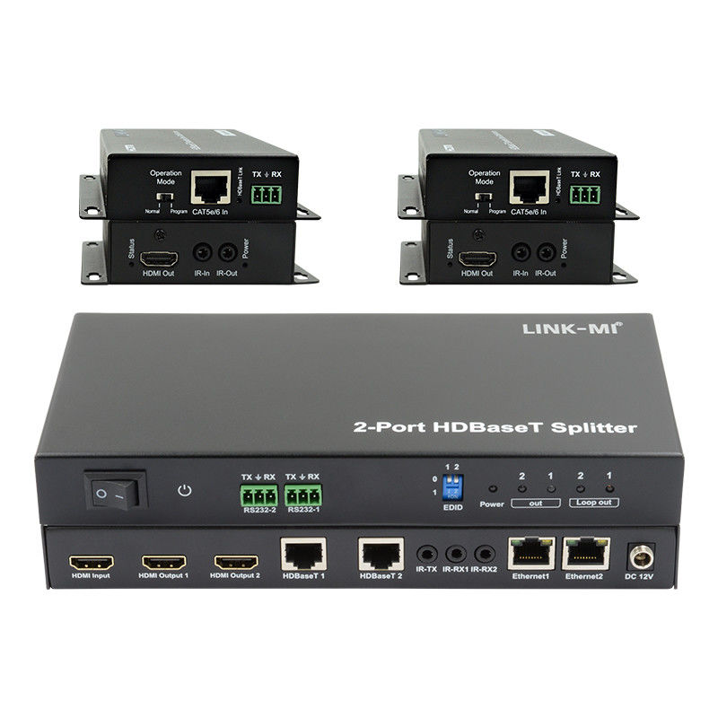 100m 1x2 HDBaseT Splitter با HDCP2.2 سازگاری POC Ethernet و RS232 Pass Through