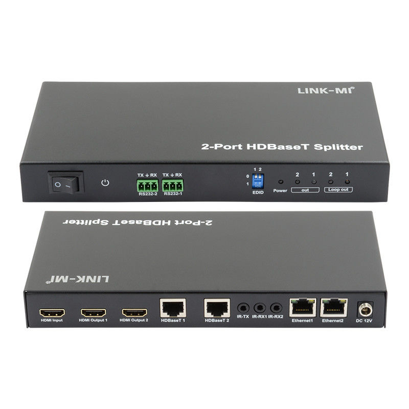 100m 1x2 HDBaseT Splitter با HDCP2.2 سازگاری POC Ethernet و RS232 Pass Through