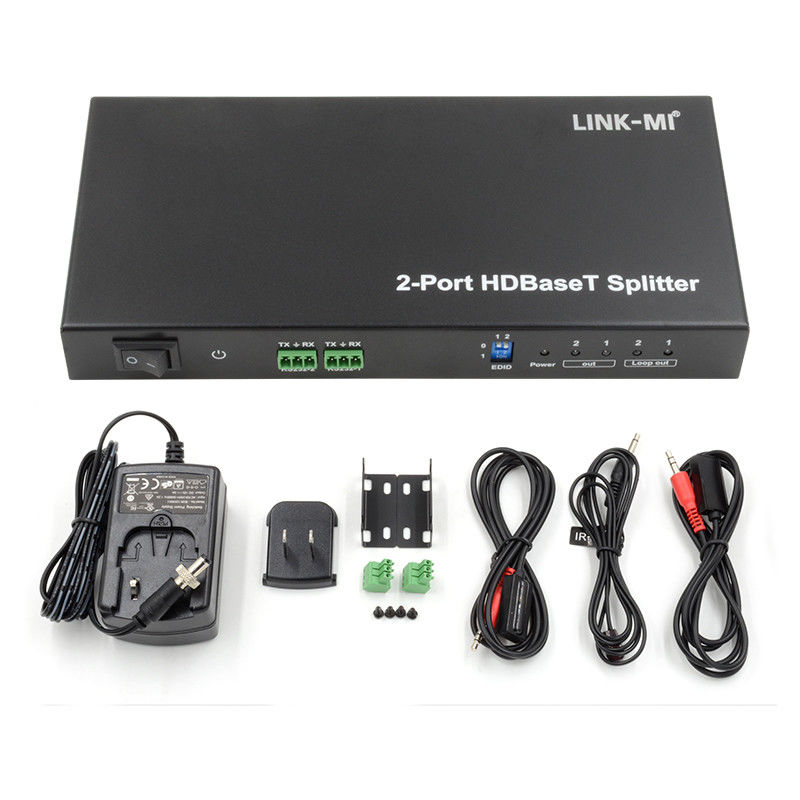 100m 1x2 HDBaseT Splitter با HDCP2.2 سازگاری POC Ethernet و RS232 Pass Through