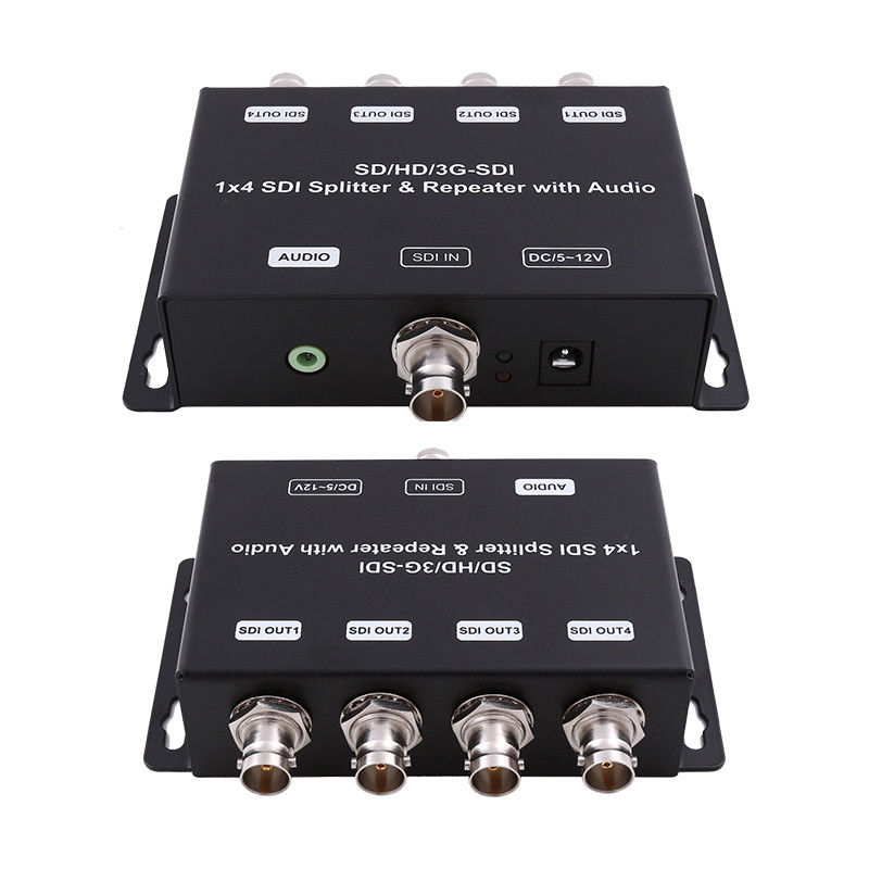 HD/SD-SDI 1 تا 4 پخش تقویت کننده تکرار کننده با صوتی 75 اوم مقاومت خروجی