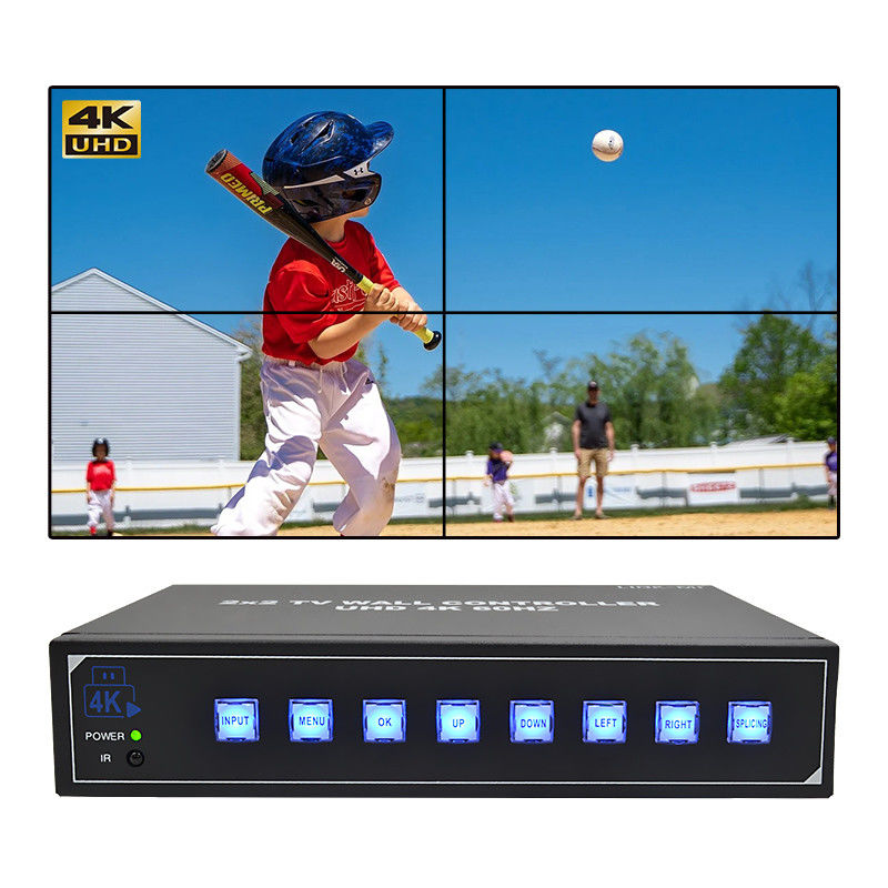 4K60 2x2 Video Wall Controller برای 4 تلویزیون Splicing پشتیبانی 1x2 1x3 1x4 4x1 3x1 2x1 پردازنده دیواری تلویزیون UHD