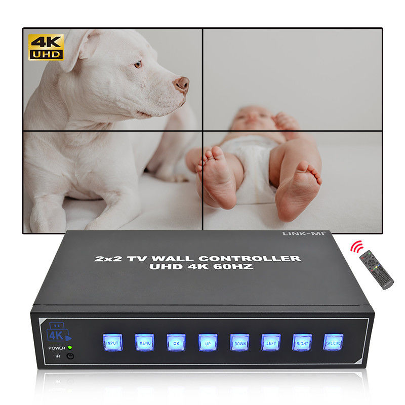 2 × HDMI در کنترل کننده دیوار ویدئویی 4K با پشتیبانی USB 2 × 2 1 × 4 1 × 3 1 × 2 4K60Hz Splicing Box برای تبلیغات