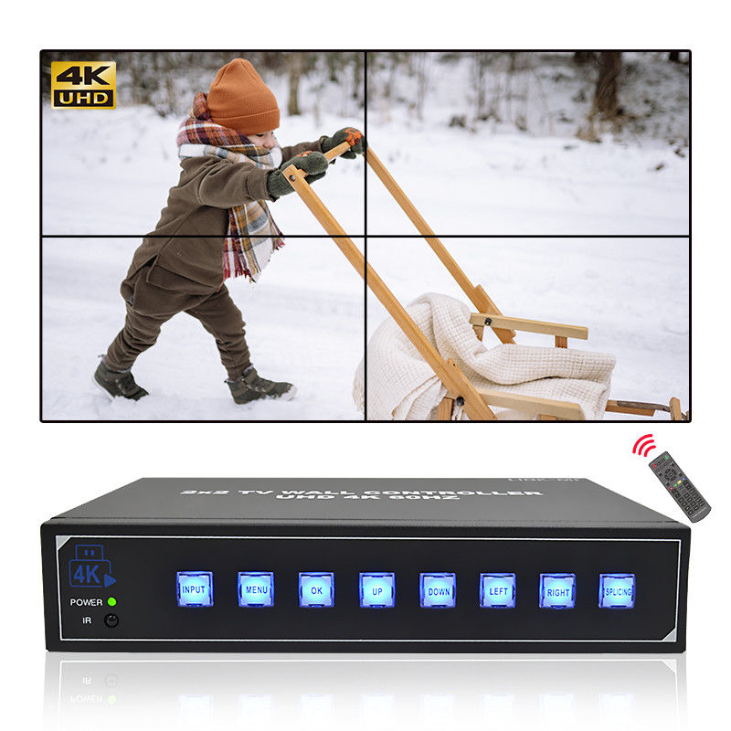 کنترل از راه دور IR 4K پردازنده دیواری ویدیویی HDMI 2X2 برای 4 تلویزیون UHD 4K 60Hz LED Video Wall