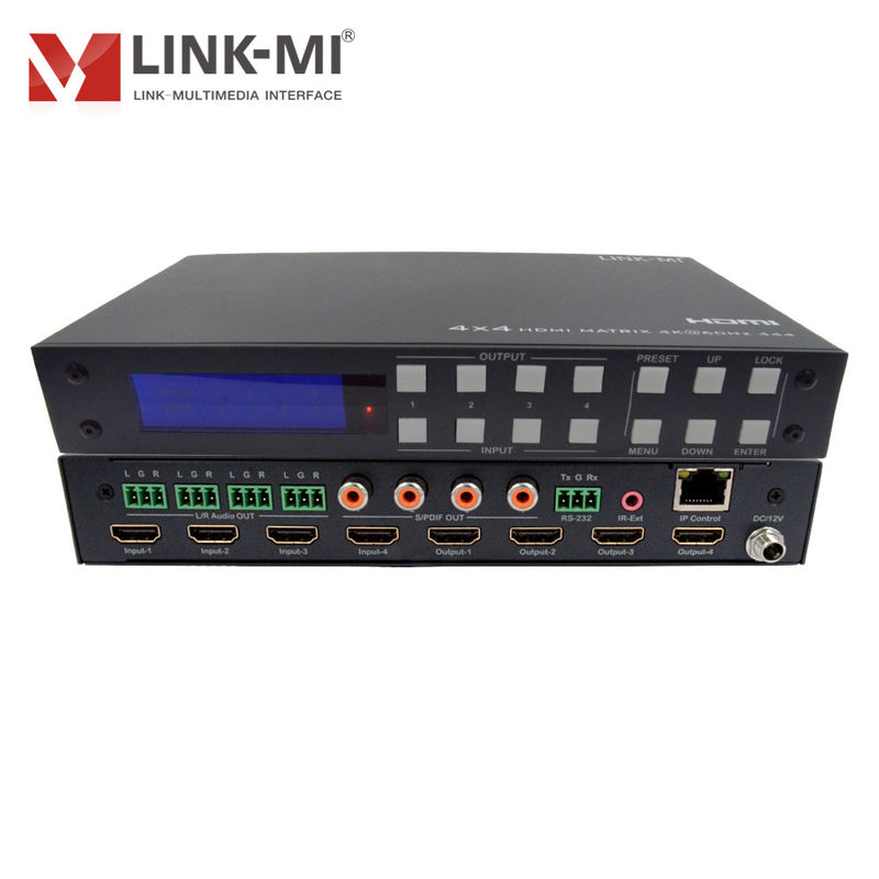 4K 4x4 HDMI ماتریس HDMI 2.0b ماتریس با HDCP 2.2 و DCI-P3/Rec.2020 پشتیبانی از فضای رنگی